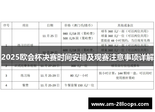 2025欧会杯决赛时间安排及观赛注意事项详解 2025欧会杯决赛时间安排及观赛注意事项详解