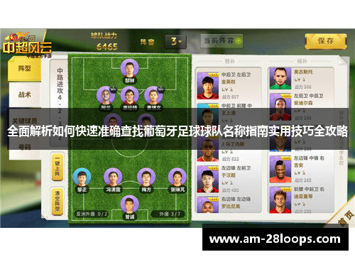 全面解析如何快速准确查找葡萄牙足球球队名称指南实用技巧全攻略 全面解析如何快速准确查找葡萄牙足球球队名称指南实用技巧全攻略