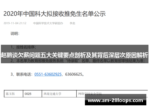 赵鹏谈欠薪问题五大关键要点剖析及其背后深层次原因解析